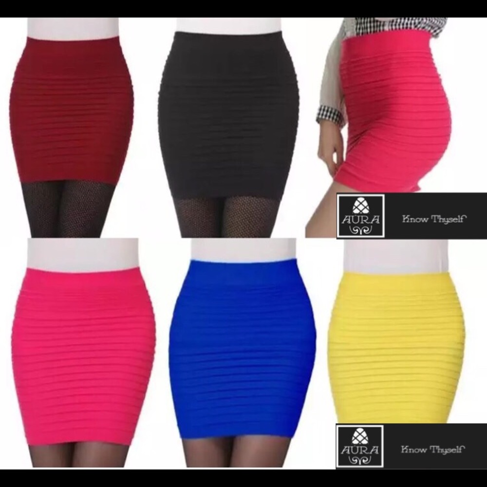 Blue Bodycon Ruffle Mini Office Skirt - Picture 4 of 4